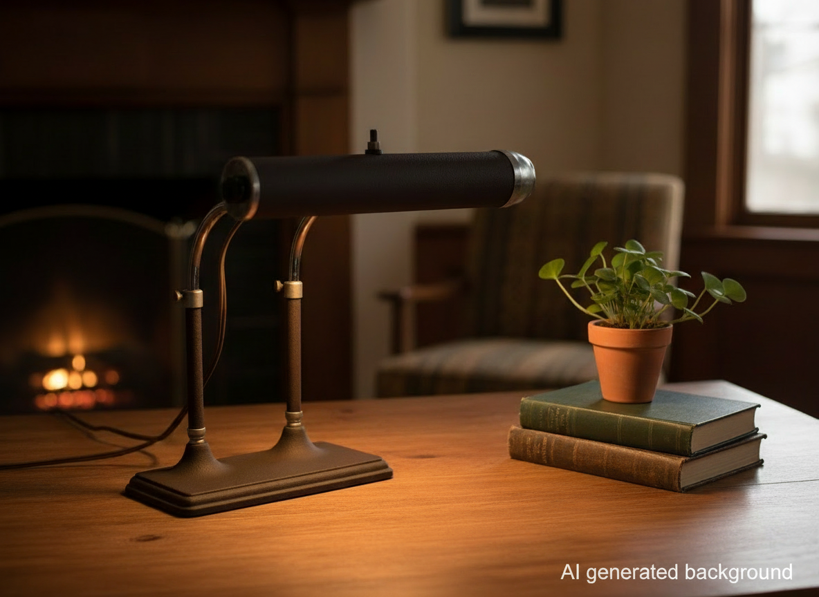 Vintage Art Deco Adjustable Piano Desk Lamp by the Radionic Transformer Co.