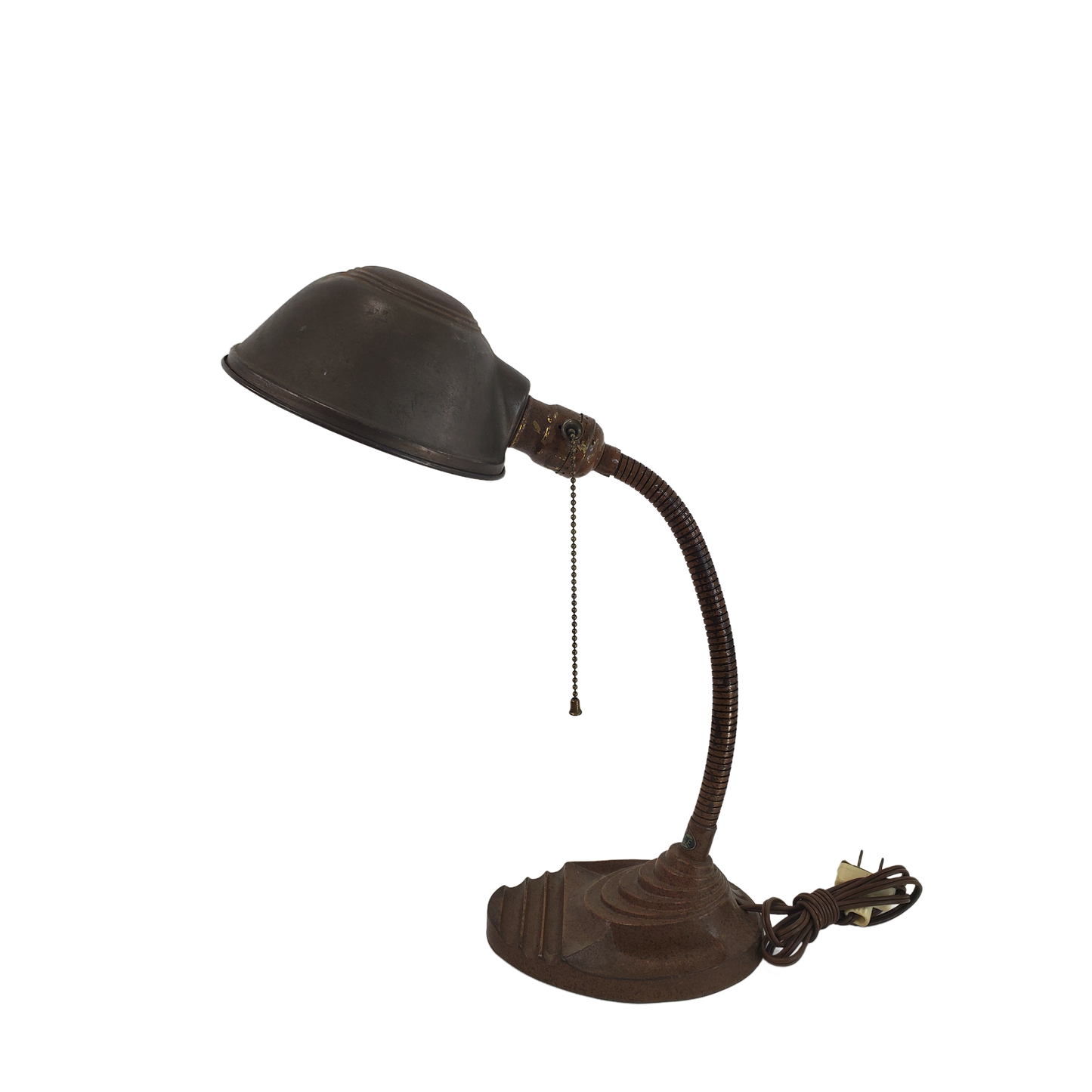 Vintage Art Deco Eagle Gooseneck Desk Lamp Cast Steel Base 1940s Vintage Art Deco Eagle Gooseneck Desk Lamp Cast Steel Base 1940s