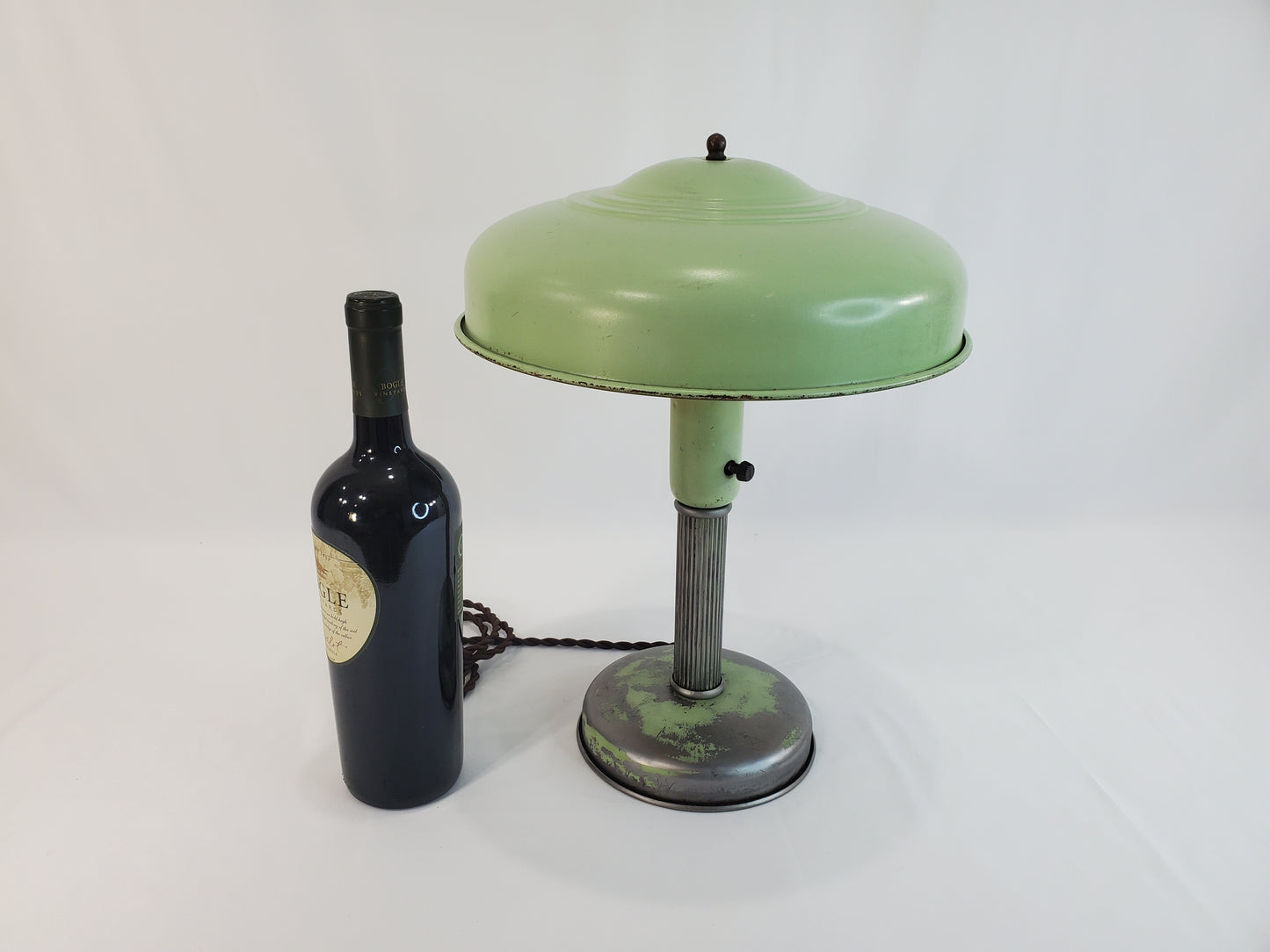 Vintage Art Deco Flying Saucer Lamp - Mint Green