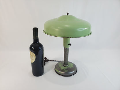 Vintage Art Deco Flying Saucer Lamp - Mint Green