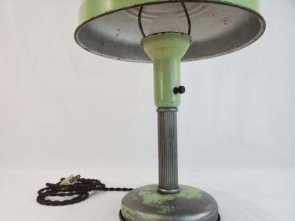 Vintage Art Deco Flying Saucer Lamp - Mint Green