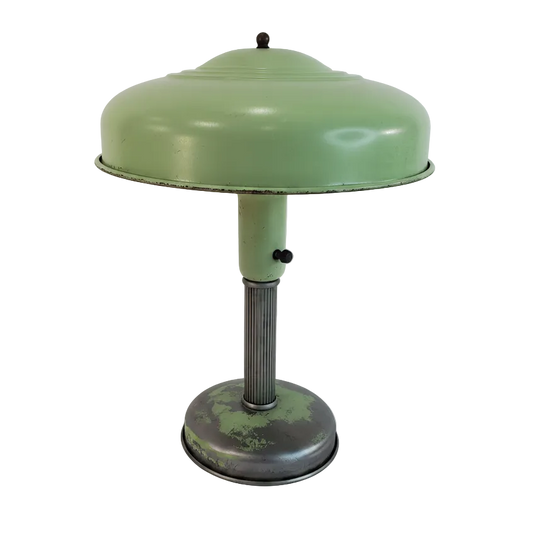 Vintage Art Deco Flying Saucer Lamp - Mint Green
