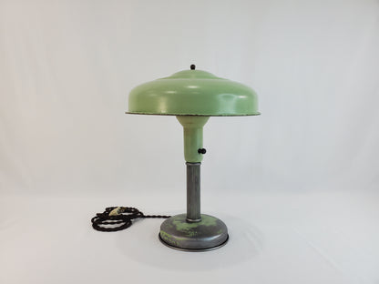 Vintage Art Deco Flying Saucer Lamp - Mint Green
