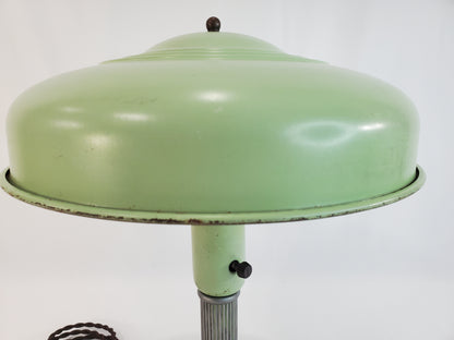 Vintage Art Deco Flying Saucer Lamp - Mint Green