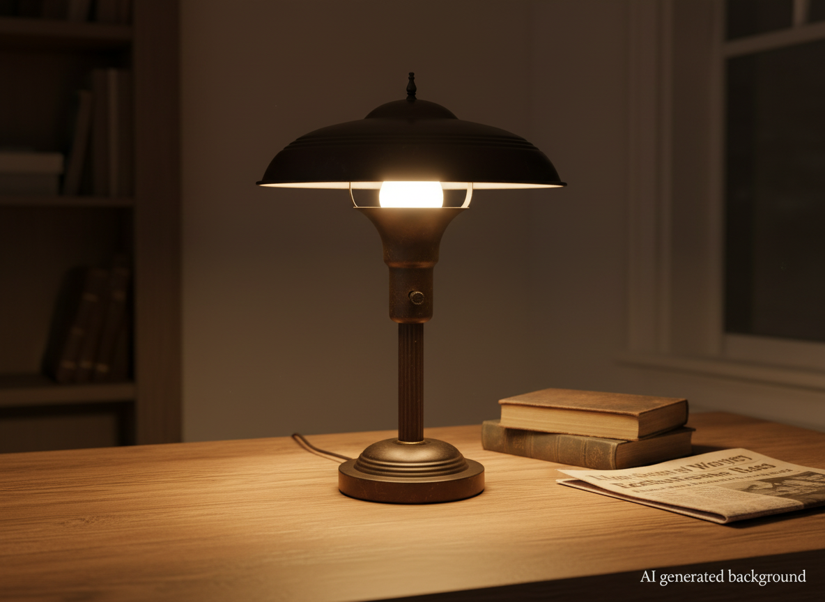 Vintage Art Deco Industrial Flying Saucer Desk Lamp