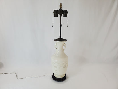 Vintage Blanc de Chine Porcelain Urn Lamp 1940s