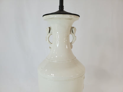 Vintage Blanc de Chine Porcelain Urn Lamp 1940s