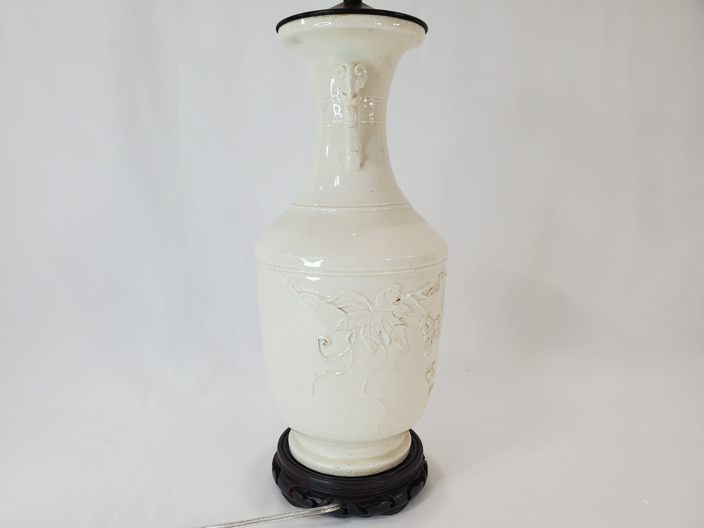 Vintage Blanc de Chine Porcelain Urn Lamp 1940s