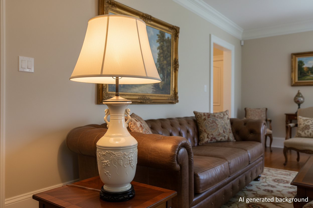 Vintage Blanc de Chine Porcelain Urn Lamp 1940s