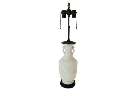 Vintage Blanc de Chine Porcelain Urn Lamp 1940s