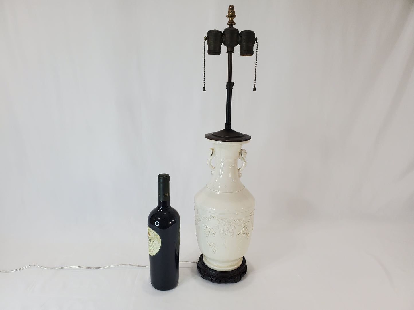 Vintage Blanc de Chine Porcelain Urn Lamp 1940s