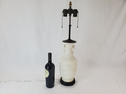 Vintage Blanc de Chine Porcelain Urn Lamp 1940s