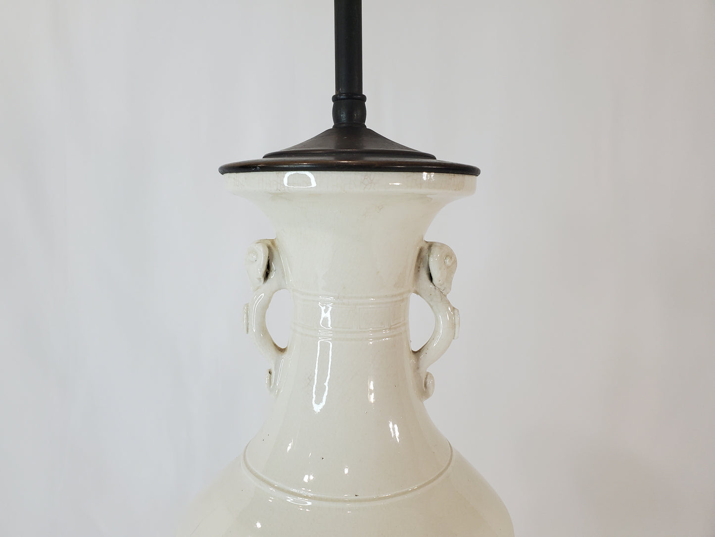 Vintage Blanc de Chine Porcelain Urn Lamp 1940s