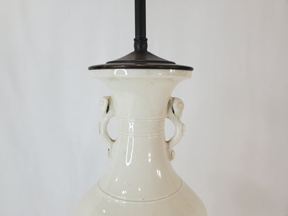Vintage Blanc de Chine Porcelain Urn Lamp 1940s