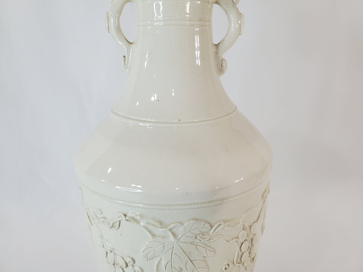 Vintage Blanc de Chine Porcelain Urn Lamp 1940s