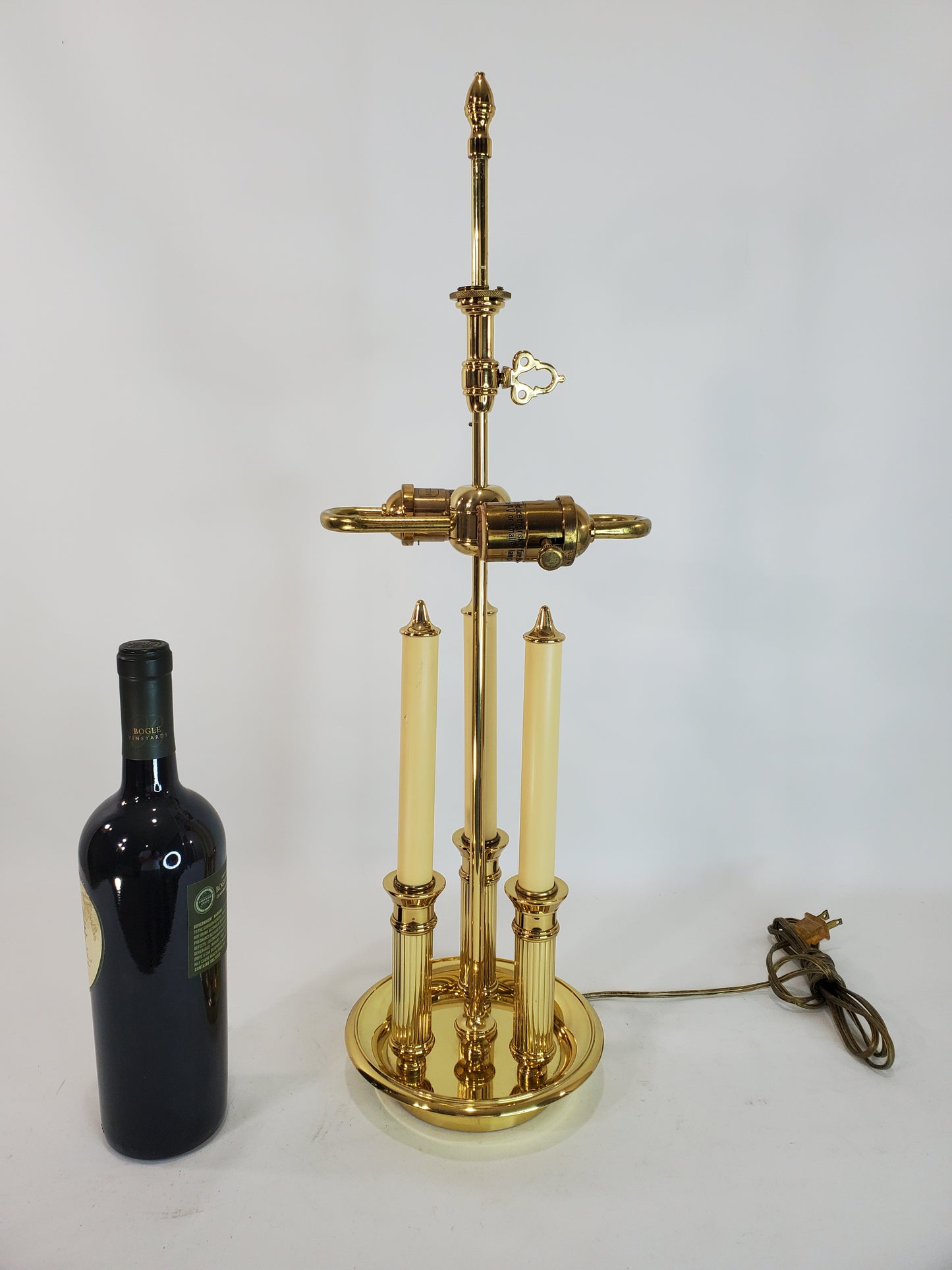 Vintage Brass French Bouillotte Candlestick Table Lamp