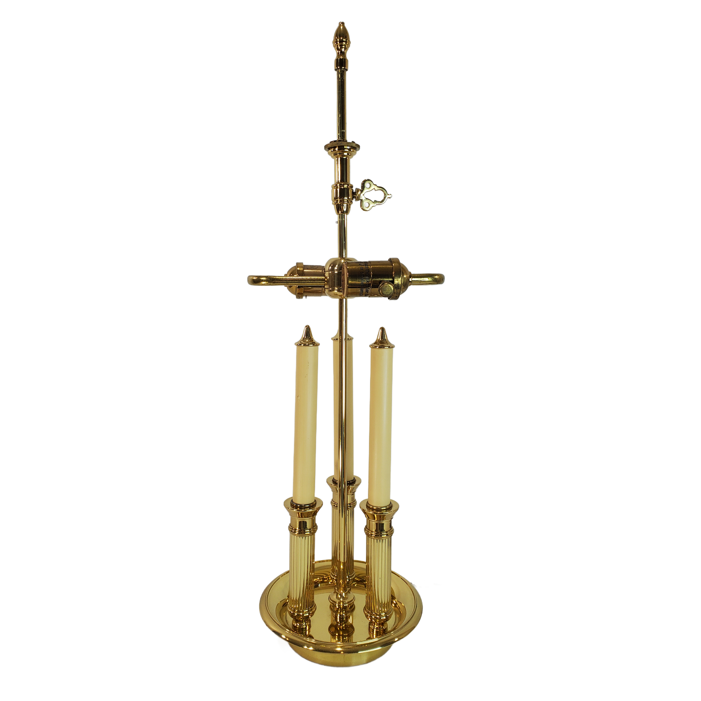 Vintage Brass French Bouillotte Candlestick Table Lamp