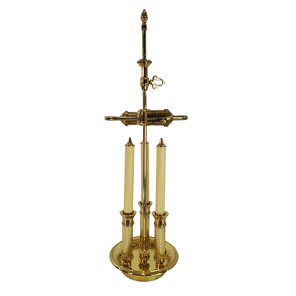 Vintage Brass French Bouillotte Candlestick Table Lamp