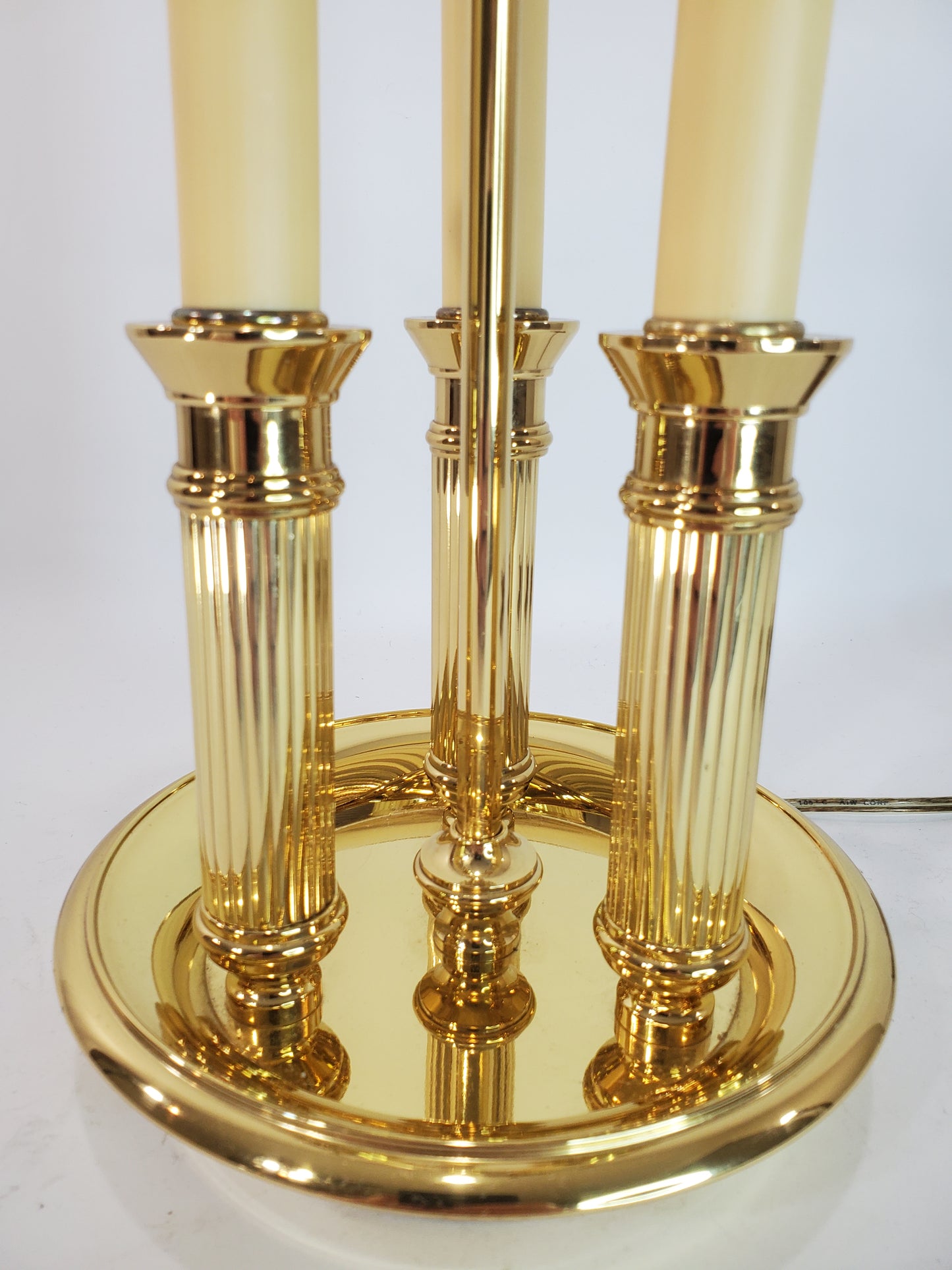 Vintage Brass French Bouillotte Candlestick Table Lamp