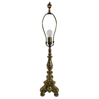 Vintage Brass French Church Altar Candlestick Table Lamp