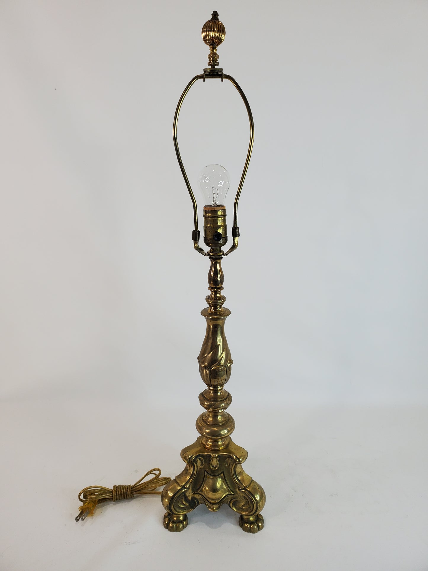 Vintage Brass French Church Altar Candlestick Table Lamp