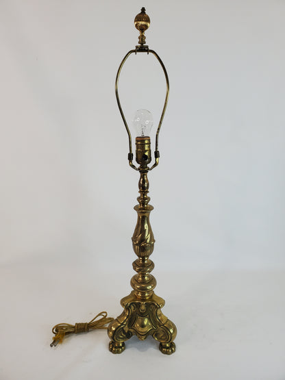 Vintage Brass French Church Altar Candlestick Table Lamp