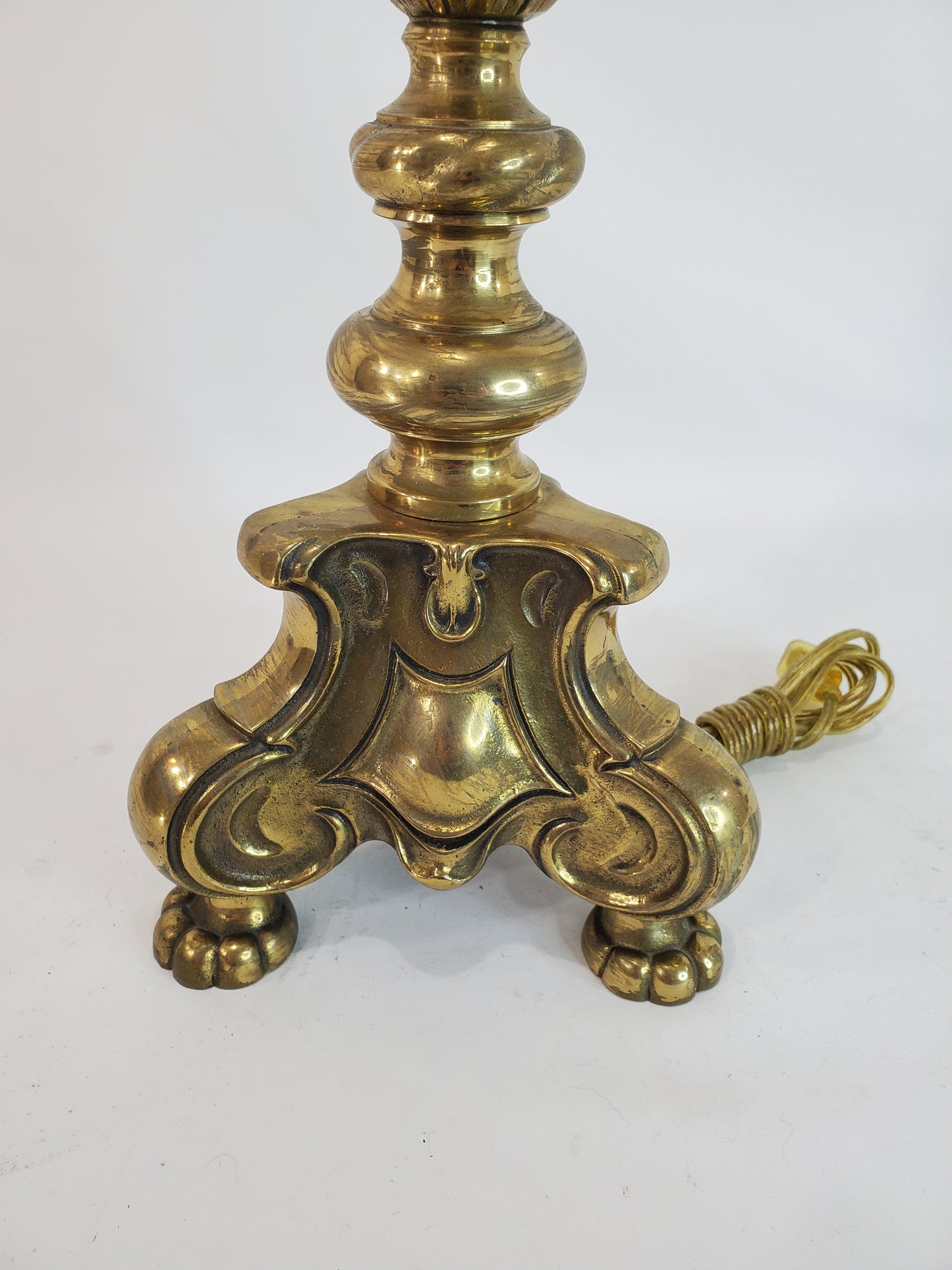 Vintage Brass French Church Altar Candlestick Table Lamp