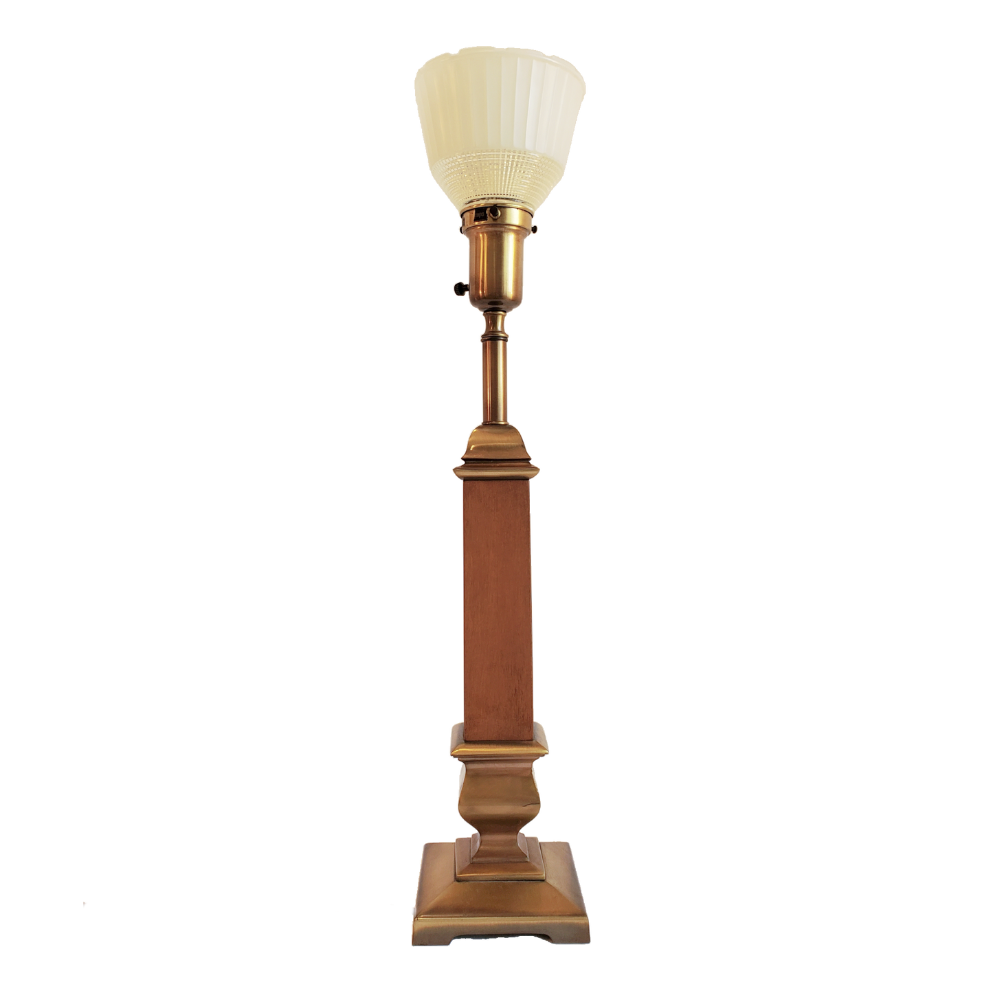 Vintage Brass Rembrandt Torchiere Table Lamp With Wood Accent