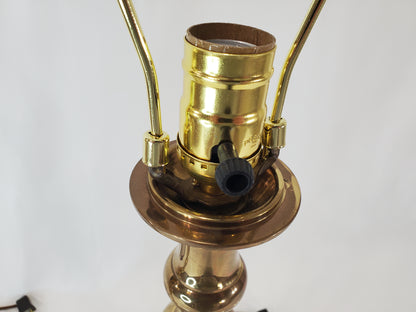 Vintage Brass Victorian Candle Stick Table Lamp Pair