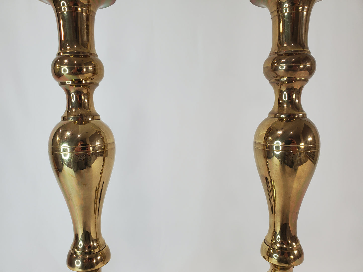 Vintage Brass Victorian Candle Stick Table Lamp Pair