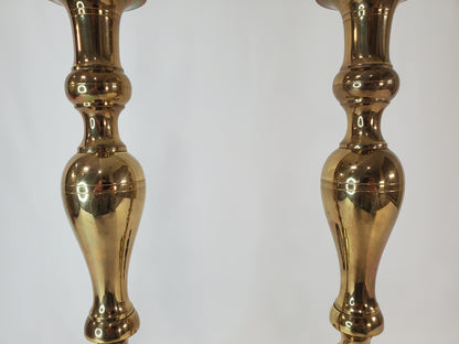 Vintage Brass Victorian Candle Stick Table Lamp Pair