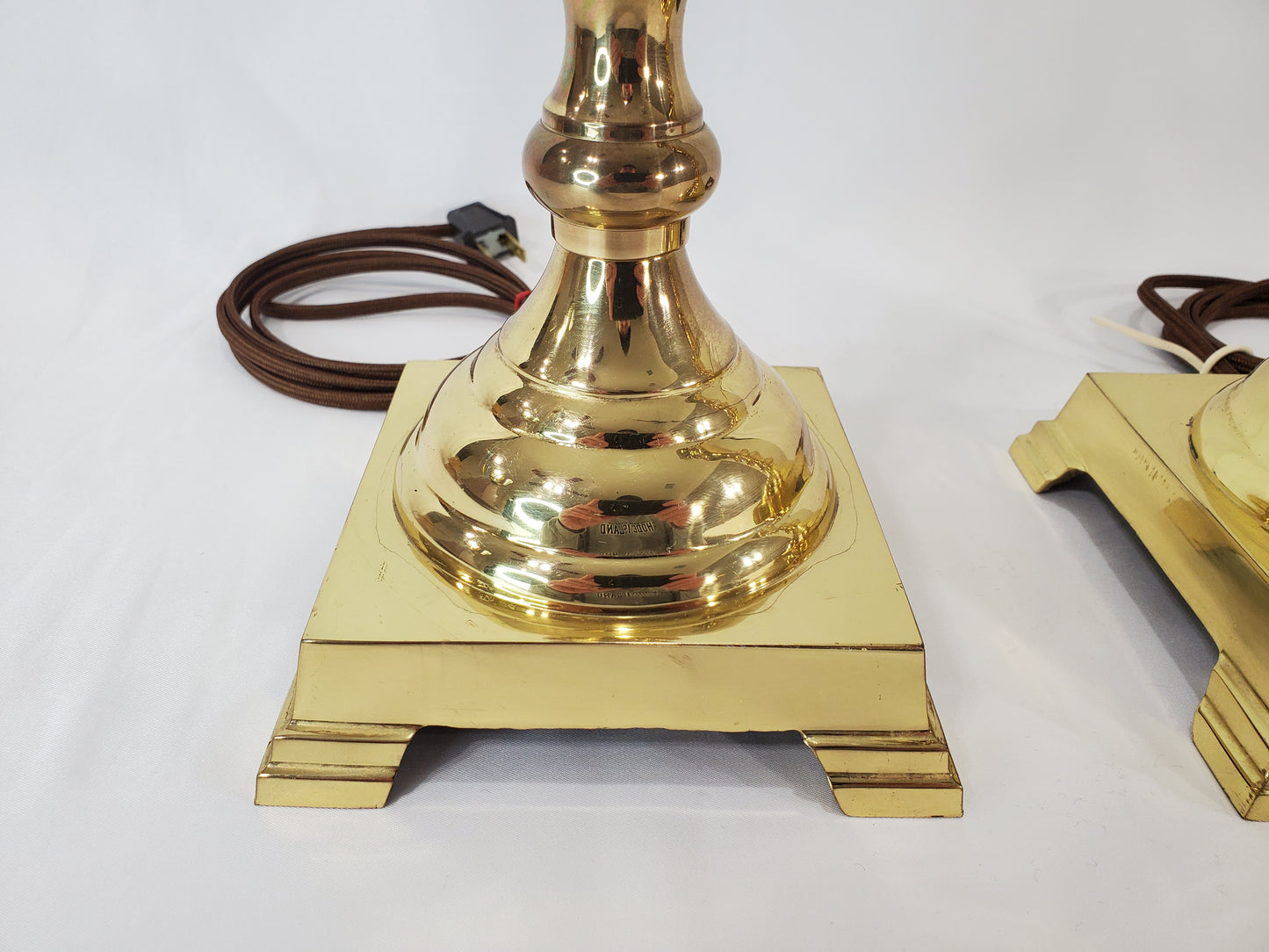 Vintage Brass Victorian Candle Stick Table Lamp Pair