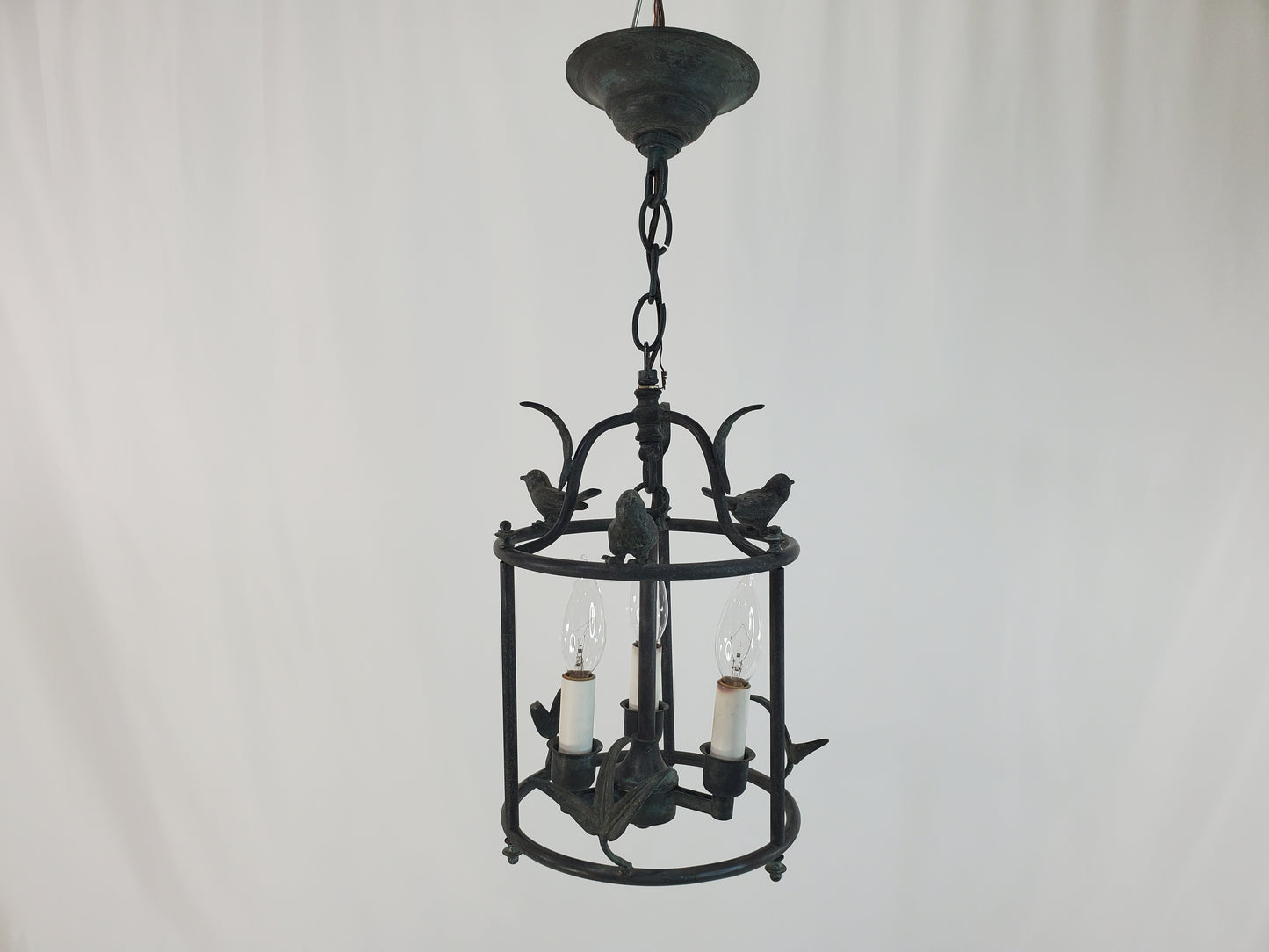 Vintage Chapman and Myers Diego Petite Classical Perching Bird Lantern w Verdigres Finish