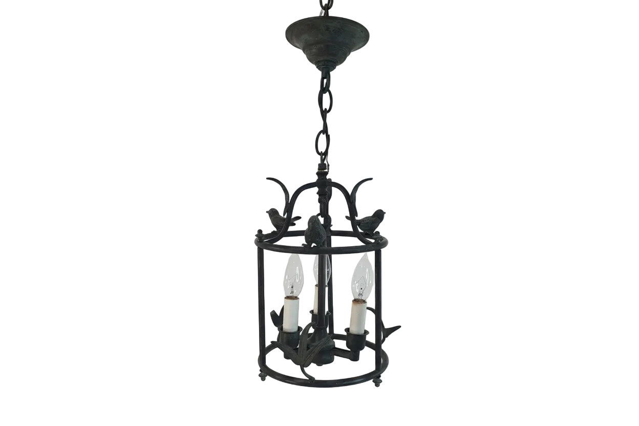 Vintage Chapman and Myers Diego Petite Classical Perching Bird Lantern w Verdigres Finish