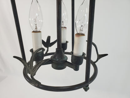 Vintage Chapman and Myers Diego Petite Classical Perching Bird Lantern w Verdigres Finish