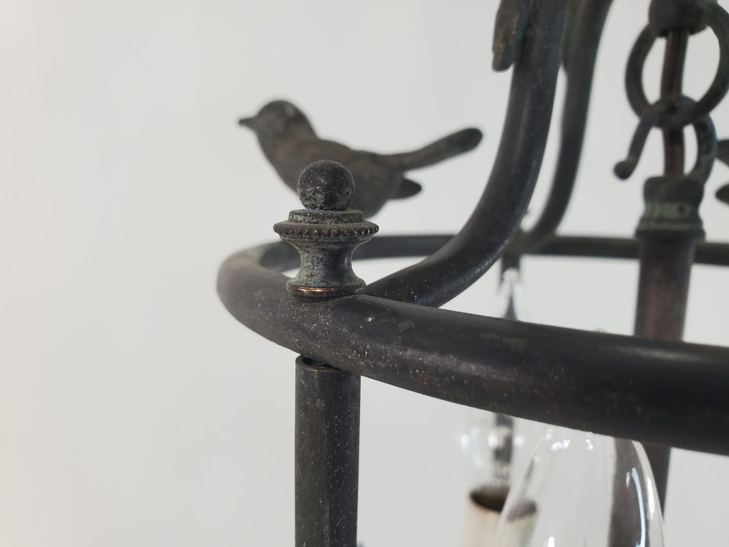 Vintage Chapman and Myers Diego Petite Classical Perching Bird Lantern w Verdigres Finish