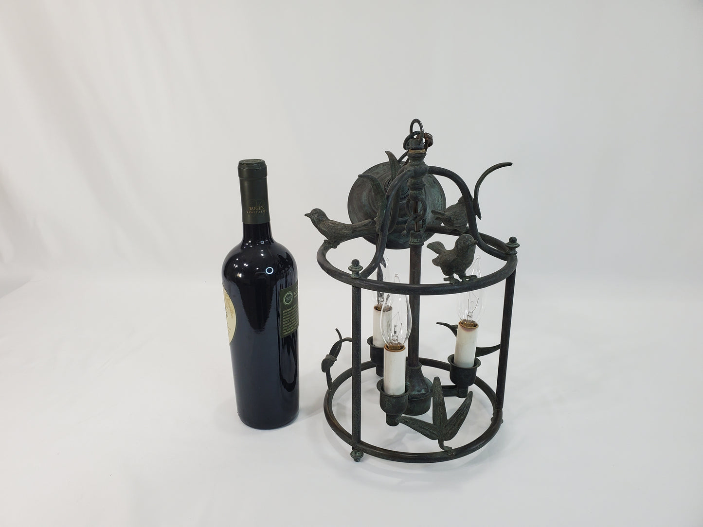 Vintage Chapman and Myers Diego Petite Classical Perching Bird Lantern w Verdigres Finish