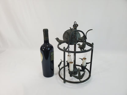 Vintage Chapman and Myers Diego Petite Classical Perching Bird Lantern w Verdigres Finish