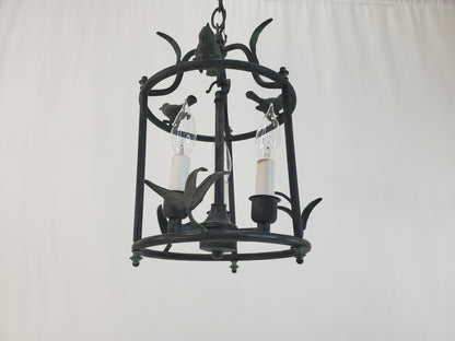 Vintage Chapman and Myers Diego Petite Classical Perching Bird Lantern w Verdigres Finish