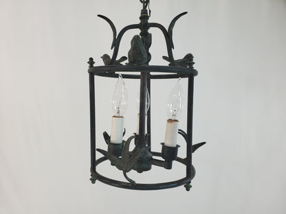 Vintage Chapman and Myers Diego Petite Classical Perching Bird Lantern w Verdigres Finish