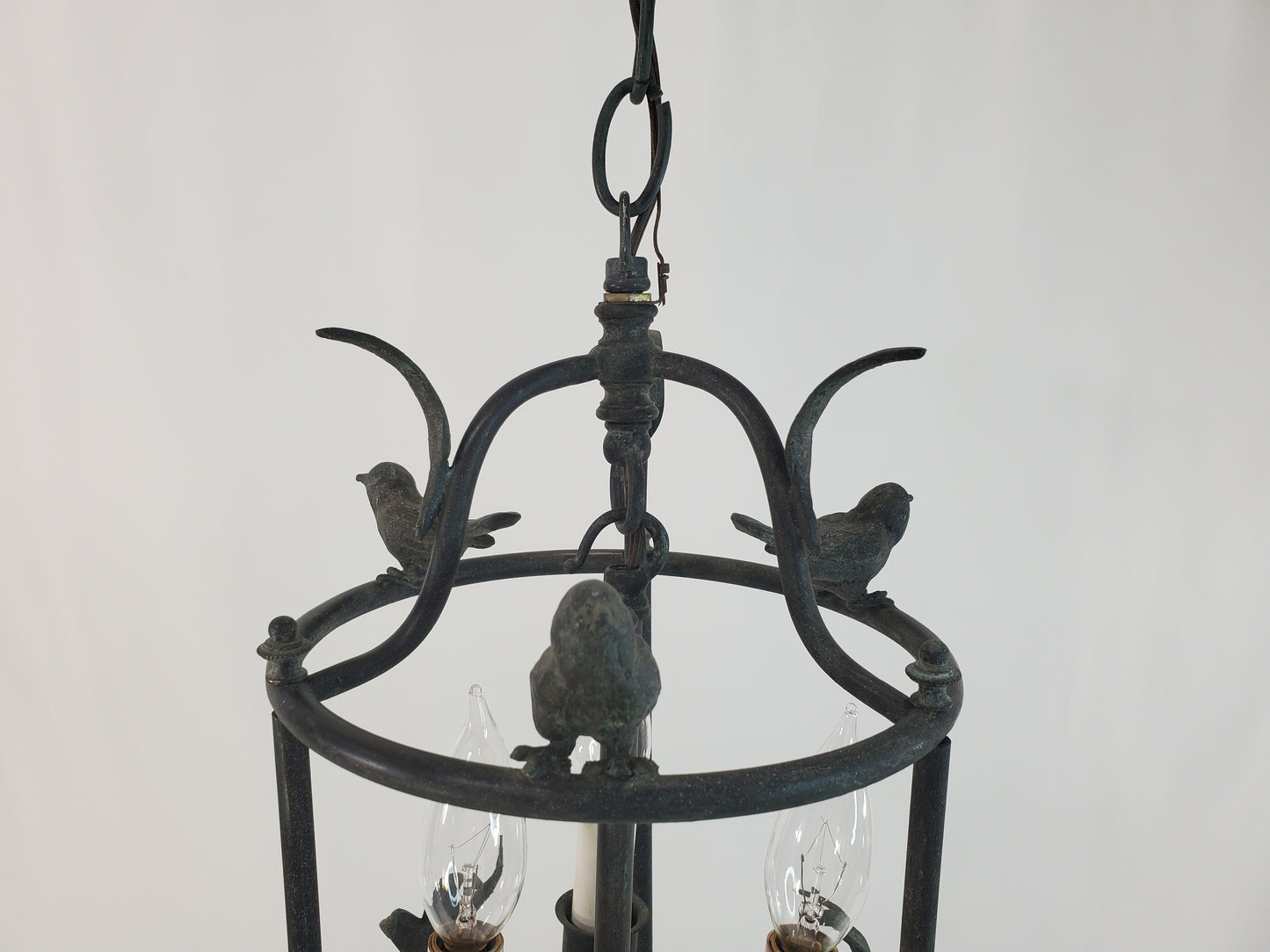 Vintage Chapman and Myers Diego Petite Classical Perching Bird Lantern w Verdigres Finish