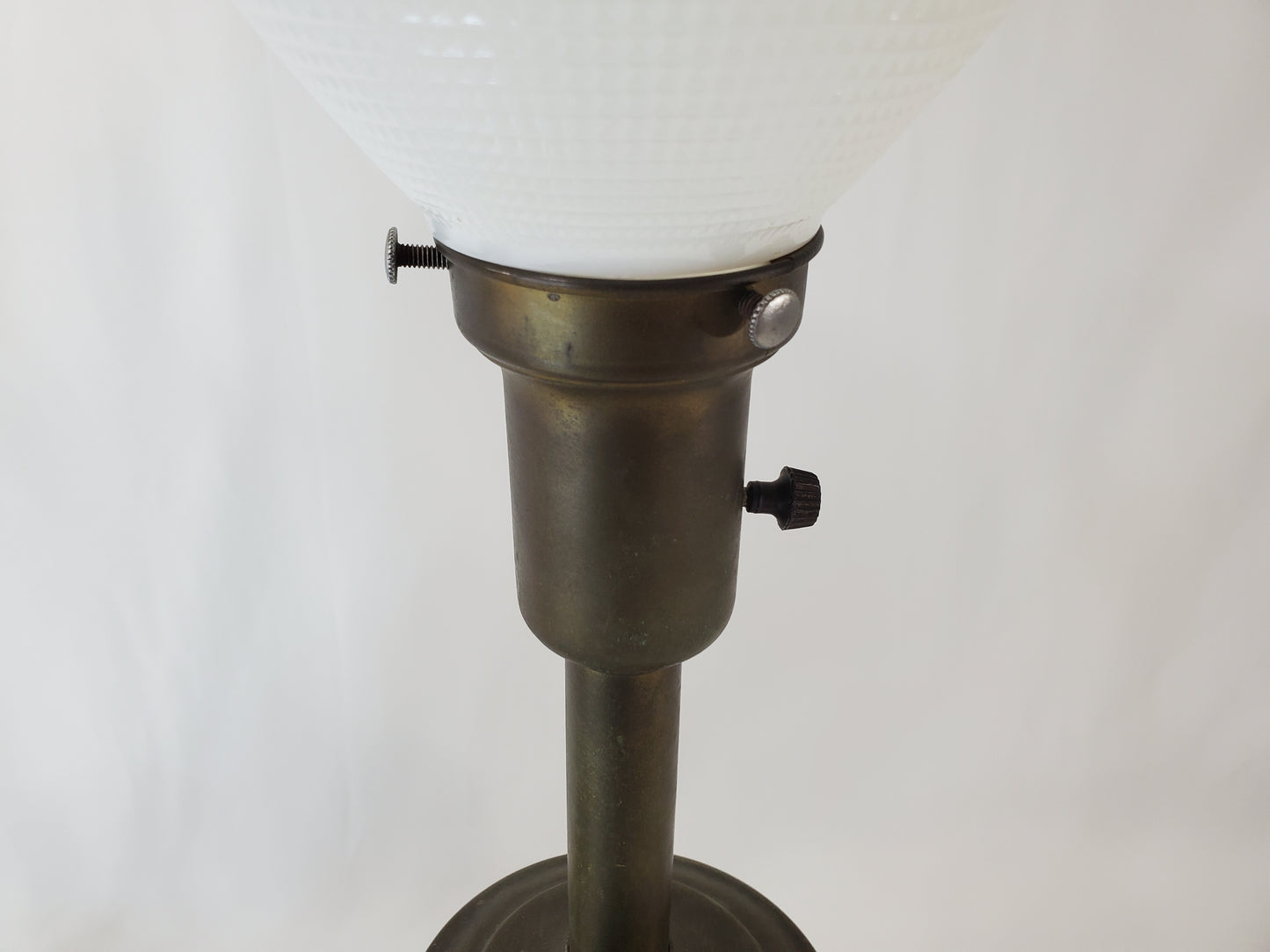 Vintage Charleton Glass Enamel Floral Table Lamp Pair