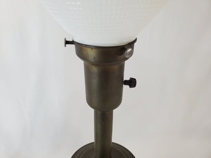 Vintage Charleton Glass Enamel Floral Table Lamp Pair