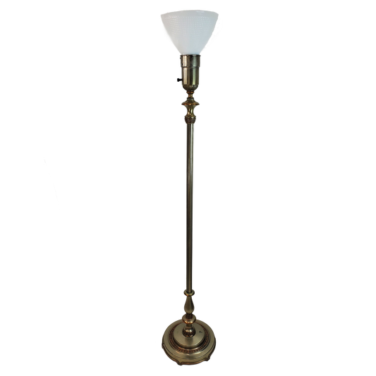 Vintage Nickel and Copper Accent Torchiere Floor Lamp