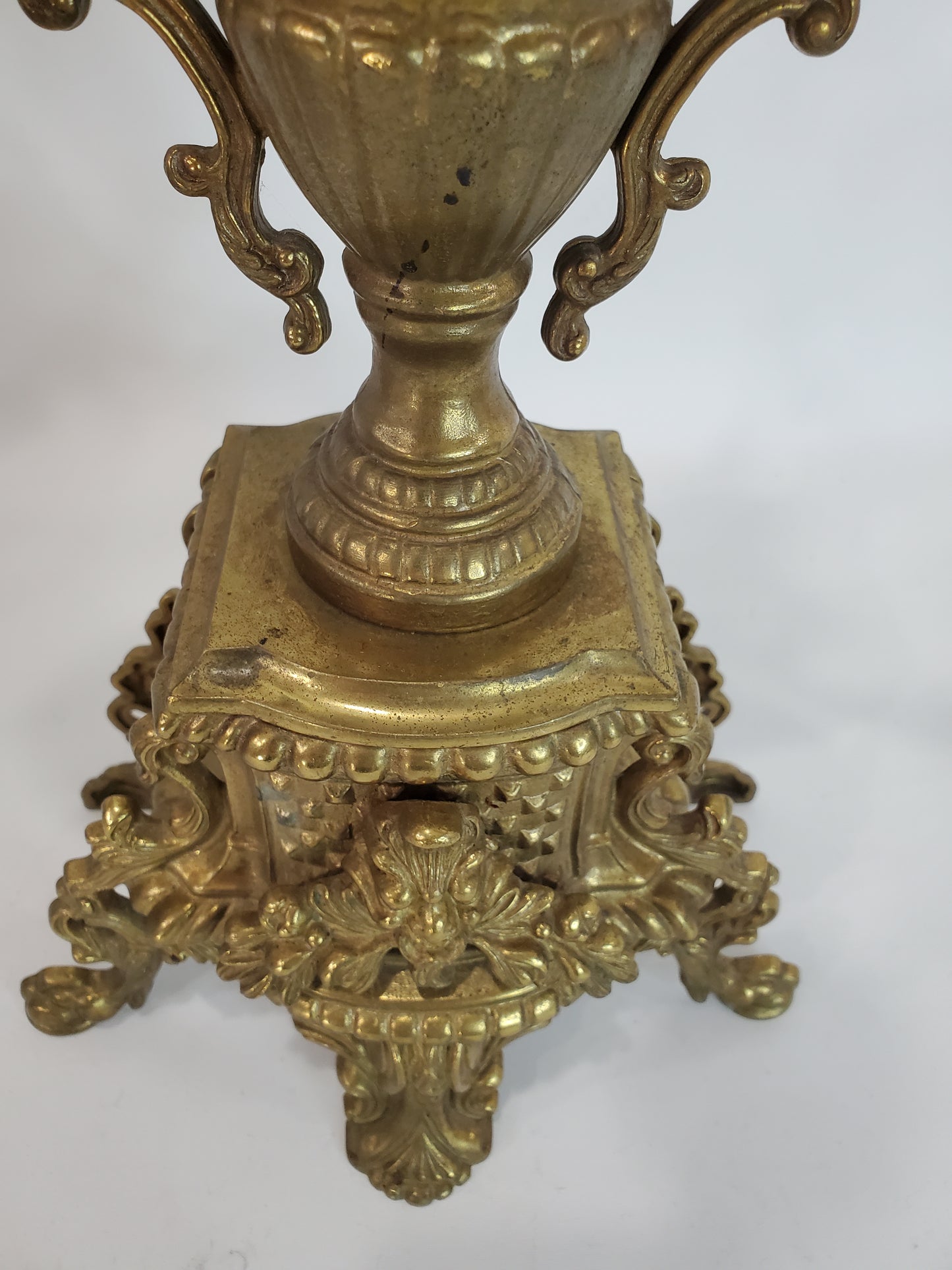 Vintage Pair Brass 5 Arm Brevettato Italian Baroque Candelabras