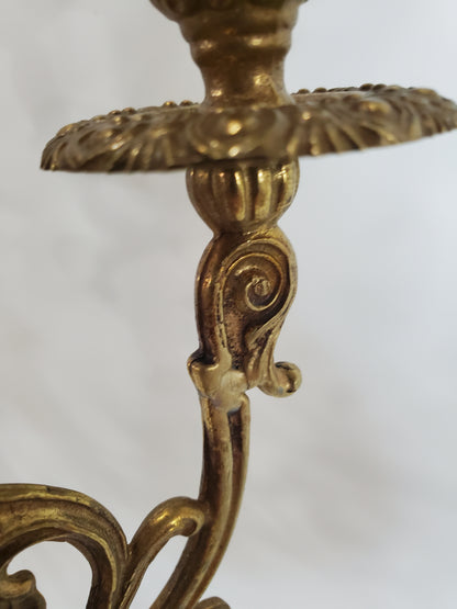 Vintage Pair Brass 5 Arm Brevettato Italian Baroque Candelabras