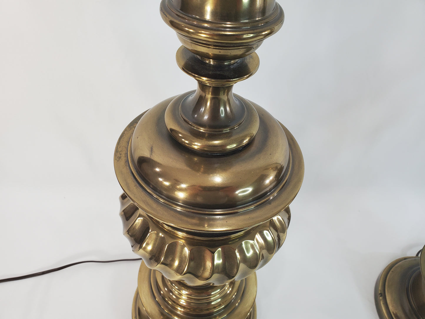 Vintage Pair Brass Stiffel Table Lamps - Hollywood Regency Fluted Urn