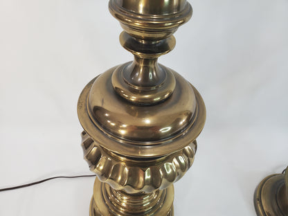 Vintage Pair Brass Stiffel Table Lamps - Hollywood Regency Fluted Urn