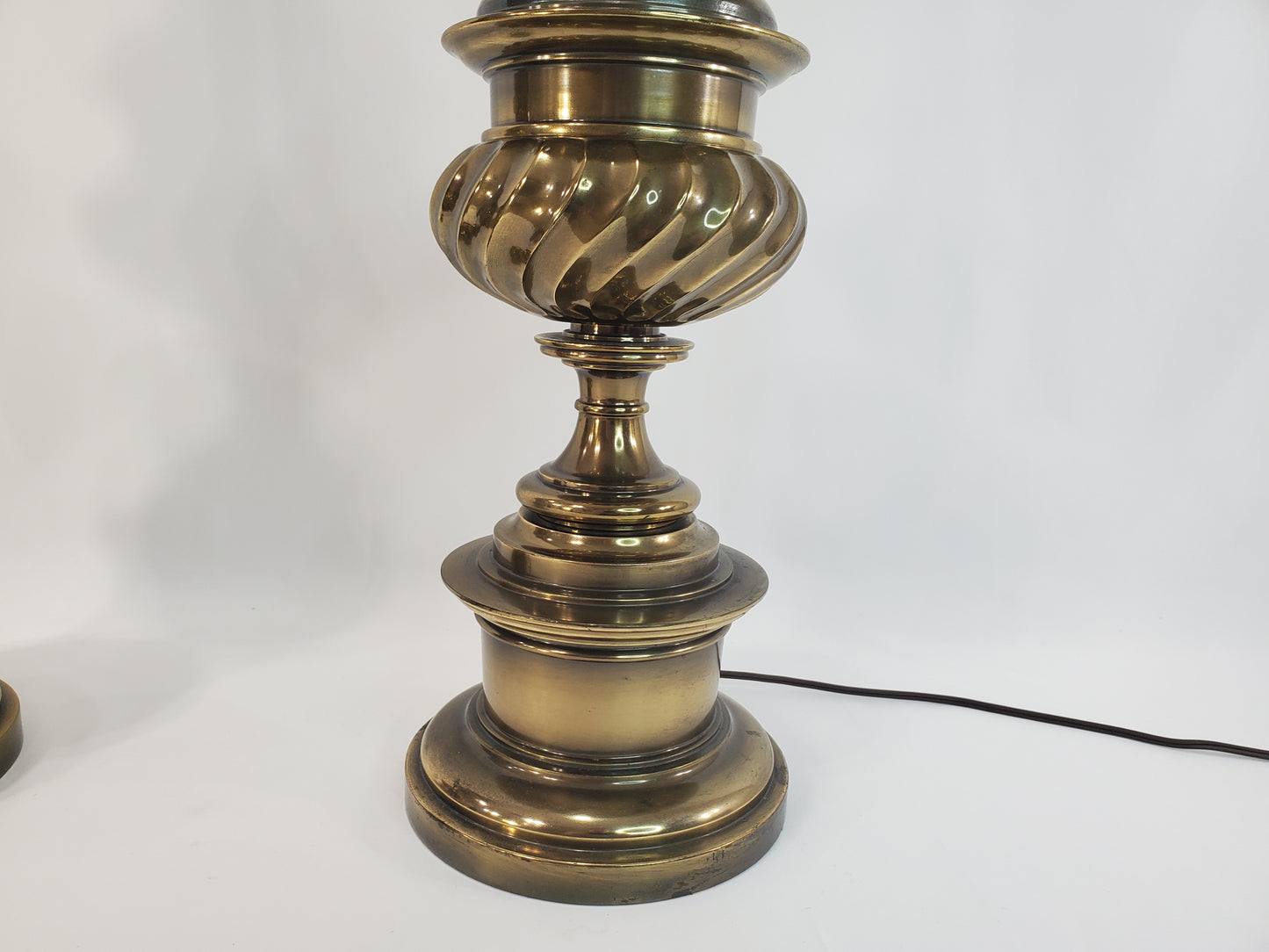 Vintage Pair Brass Stiffel Table Lamps - Hollywood Regency Fluted Urn