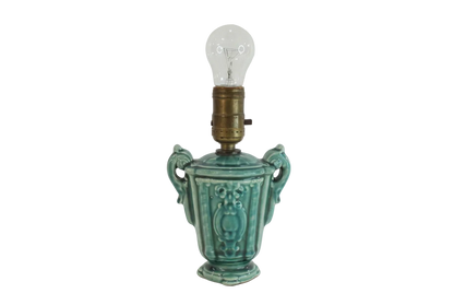 Vintage Petite 1940s Chinese Celadon Glazed Ceramic Urn Lamp